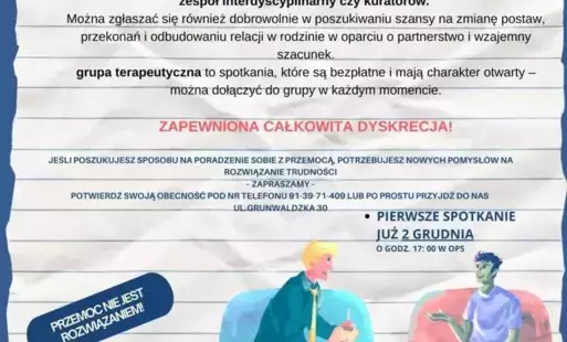 Zdjęcie do Grupa socjoterapeutyczna dla sprawc&oacute;w przemocy domowej