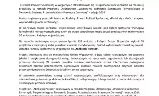 Zdjęcie do informacja o wynikach konkursu osłonowego edycja 2024r
